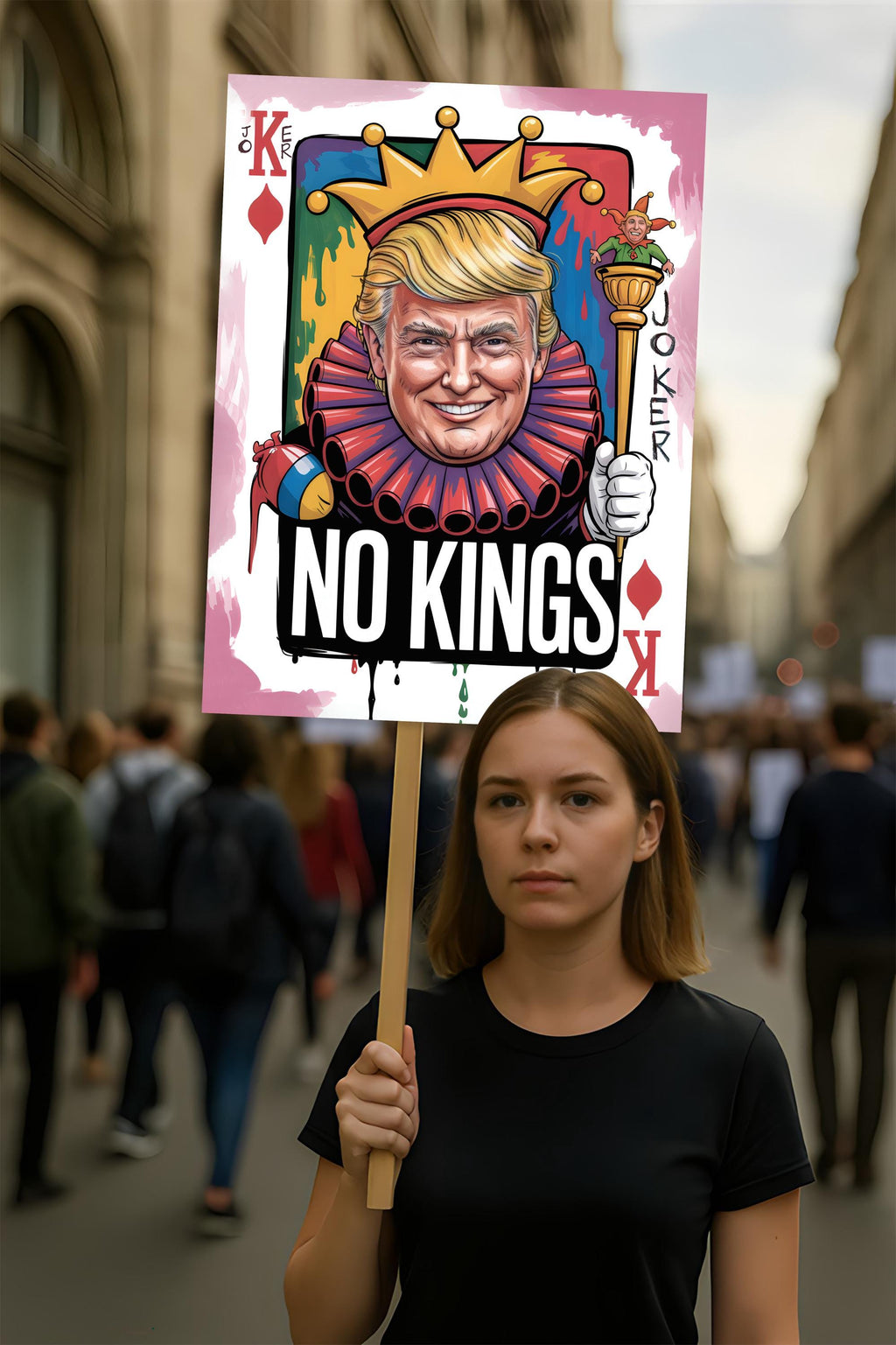 No Kings In America Protest Sign, Black Cat Anti-Trump Resistance, Political Activist Poster, Rally Sign, Resist Fascism Protest Poster