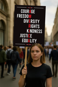Courage Freedom Diversity Right Kindness Justice Equality Sign, Anti-Trump, Political Activist Rally Sign, Resist Fascism Protest Poster