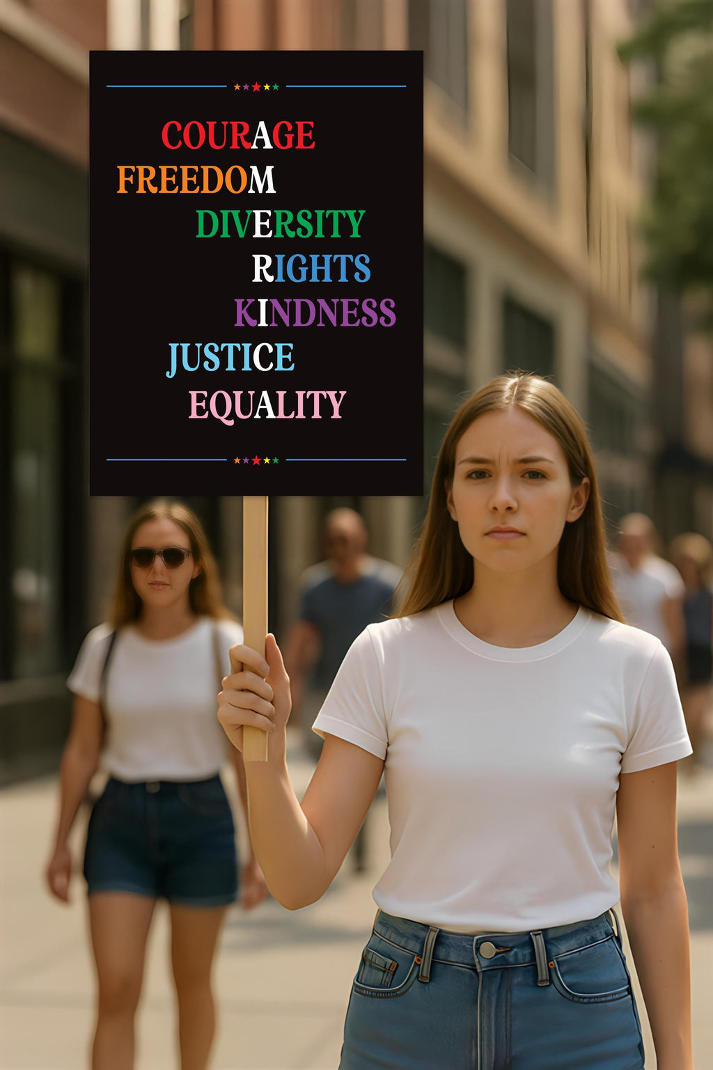 Courage Freedom Diversity Right Kindness Justice Equality Sign, Anti-Trump, Political Activist Rally Sign, Resist Fascism Protest Poster
