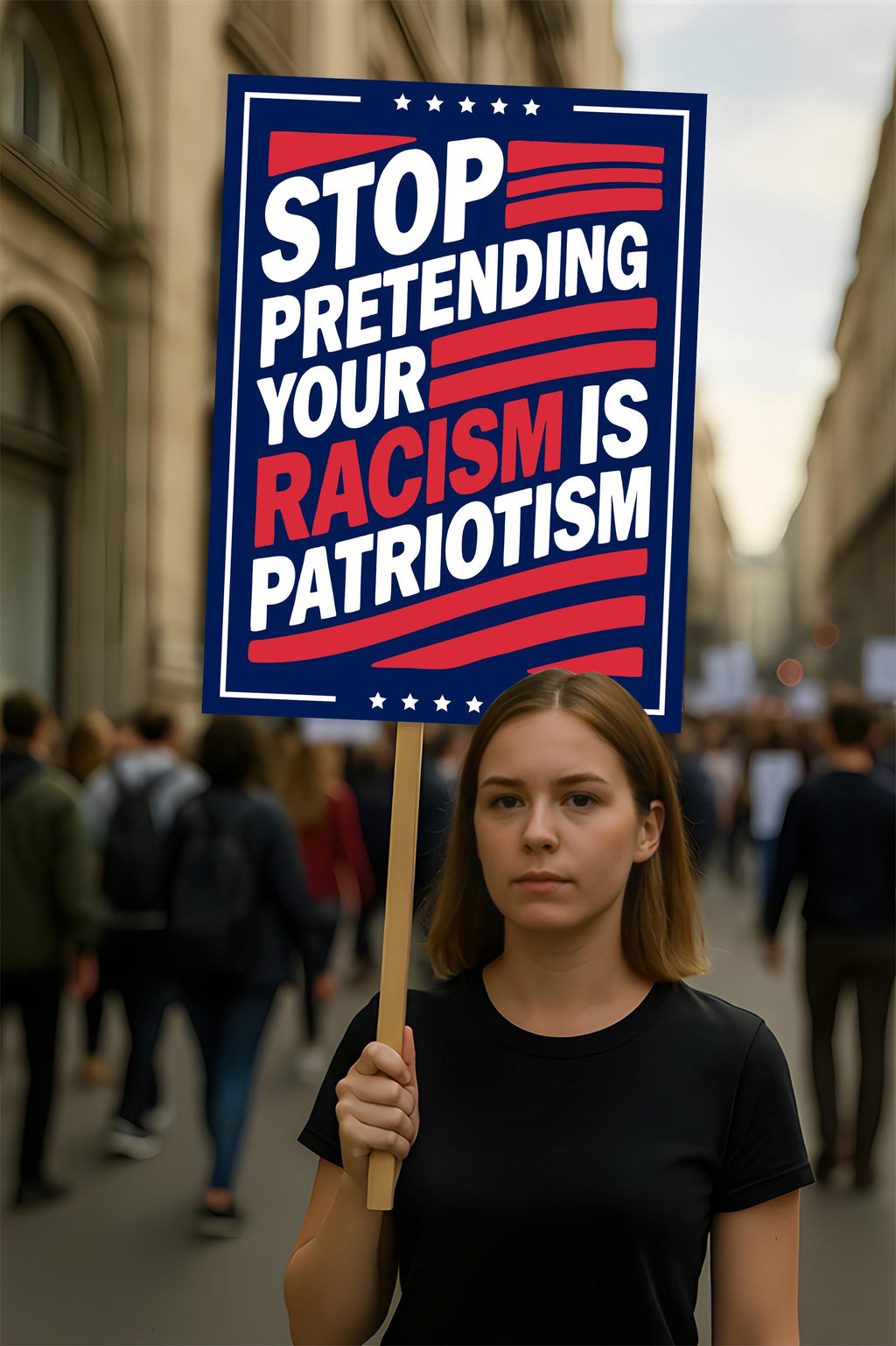 Stop Pretending Your Racism Is Patriotism Protest Sign, Anti-Trump Resistance, Political Activist Rally Sign, Resist Fascism Protest Poster