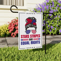 Stars Stripes And Equal Rights Protest Garden Flag, 12x18 Inch Double Sided, Resist Hate, Anti-Trump Sign, Resist Racism Flag, Resist Fascism Sign