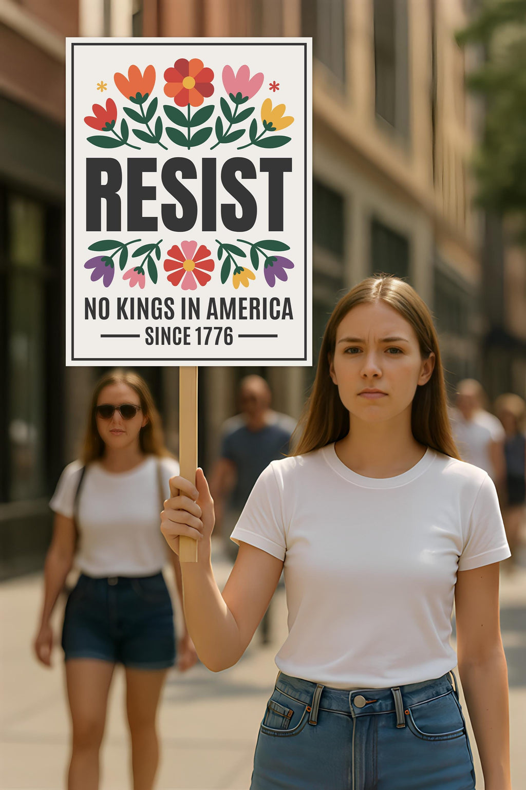 No Kings In America Protest Sign, Anti-Trump Resistance, Political Activist Poster, Rally Sign, Resist Fascism Protest Poster