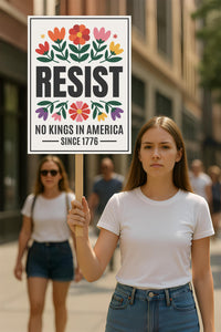 No Kings In America Protest Sign, Anti-Trump Resistance, Political Activist Poster, Rally Sign, Resist Fascism Protest Poster