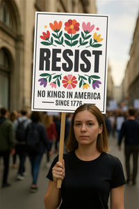 No Kings In America Protest Sign, Anti-Trump Resistance, Political Activist Poster, Rally Sign, Resist Fascism Protest Poster