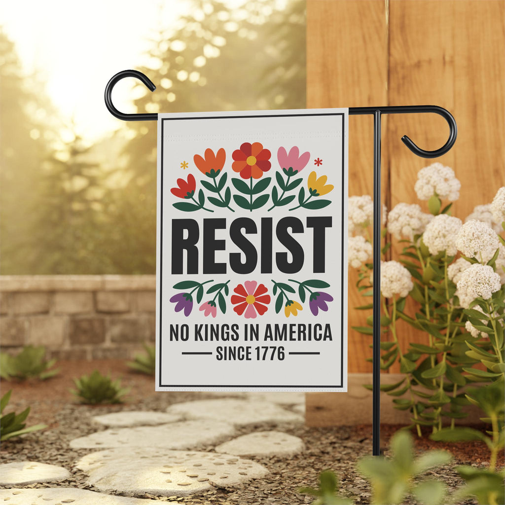 No Kings In America Protest Garden Flag, Double Sided, Resist Hate Flag, Anti-Trump Flag, Resist Racism Flag, Resist Fascism Flag