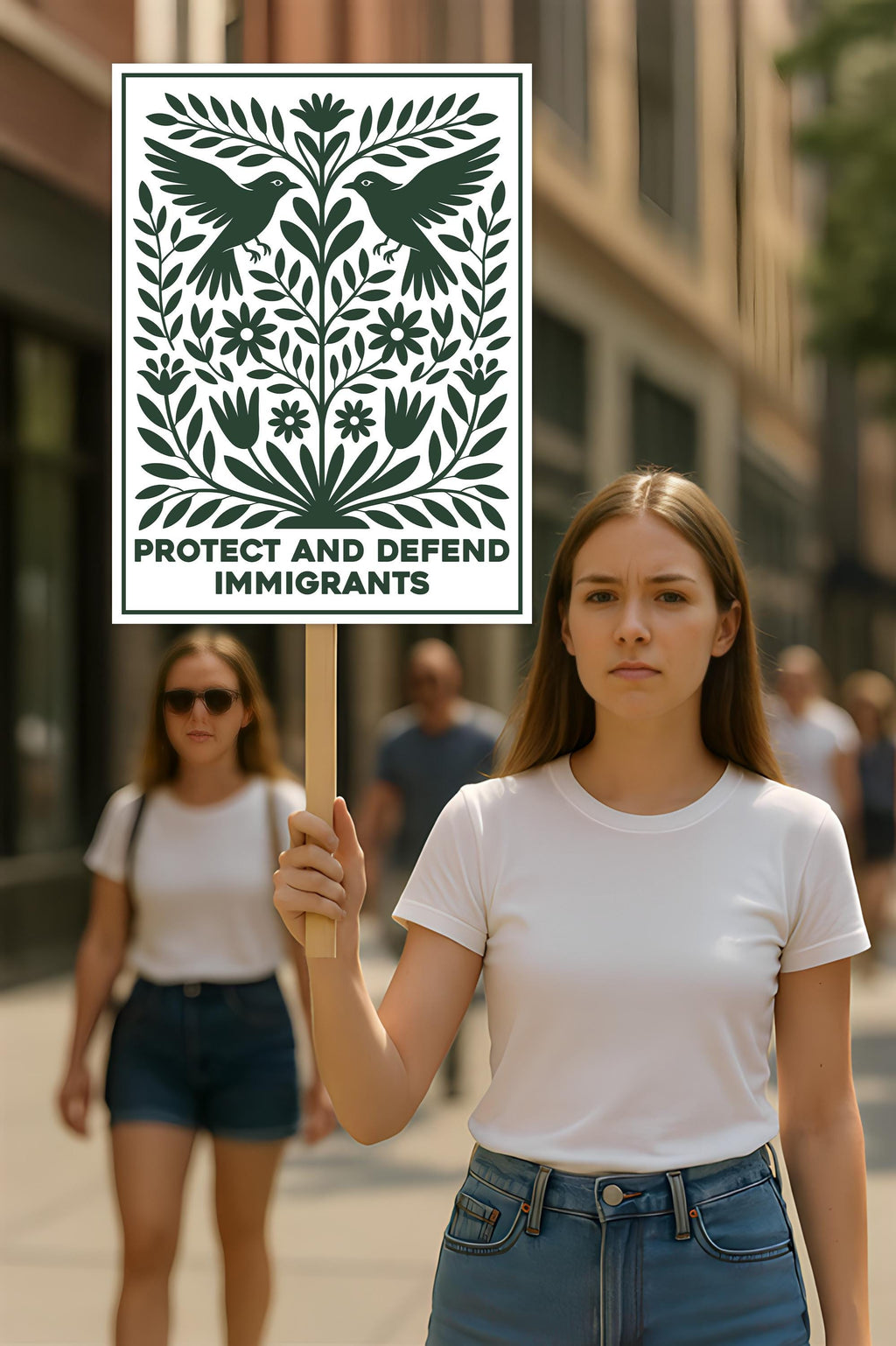 Protect and Defend Immigrants Protest Sign, Anti-Trump Resistance, Political Activist Poster, Rally Sign, Resist Fascism Protest Poster