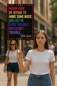 Good Trouble John Lewis Protest Sign, Anti-Trump Resistance, Political Activist Poster, Rally Sign, Resist Fascism Protest Poster