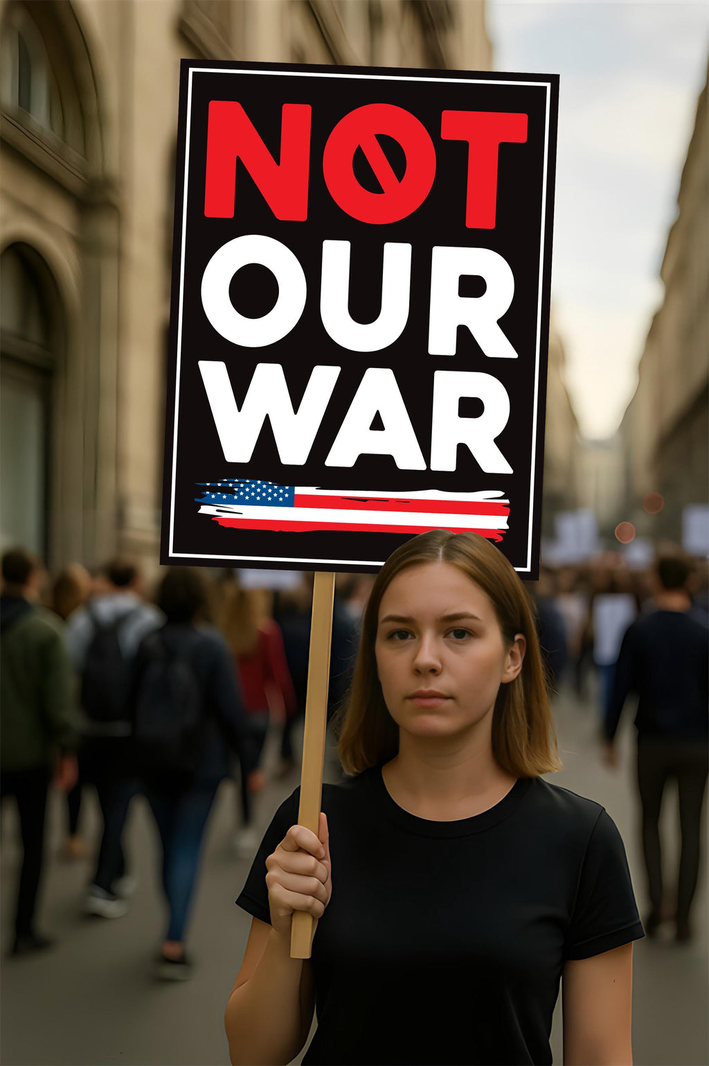 Not Our War Distressed USA Protest Sign, Anti-Trump Resistance, Political Activist Poster, Rally Sign, Resist Fascism Protest Poster