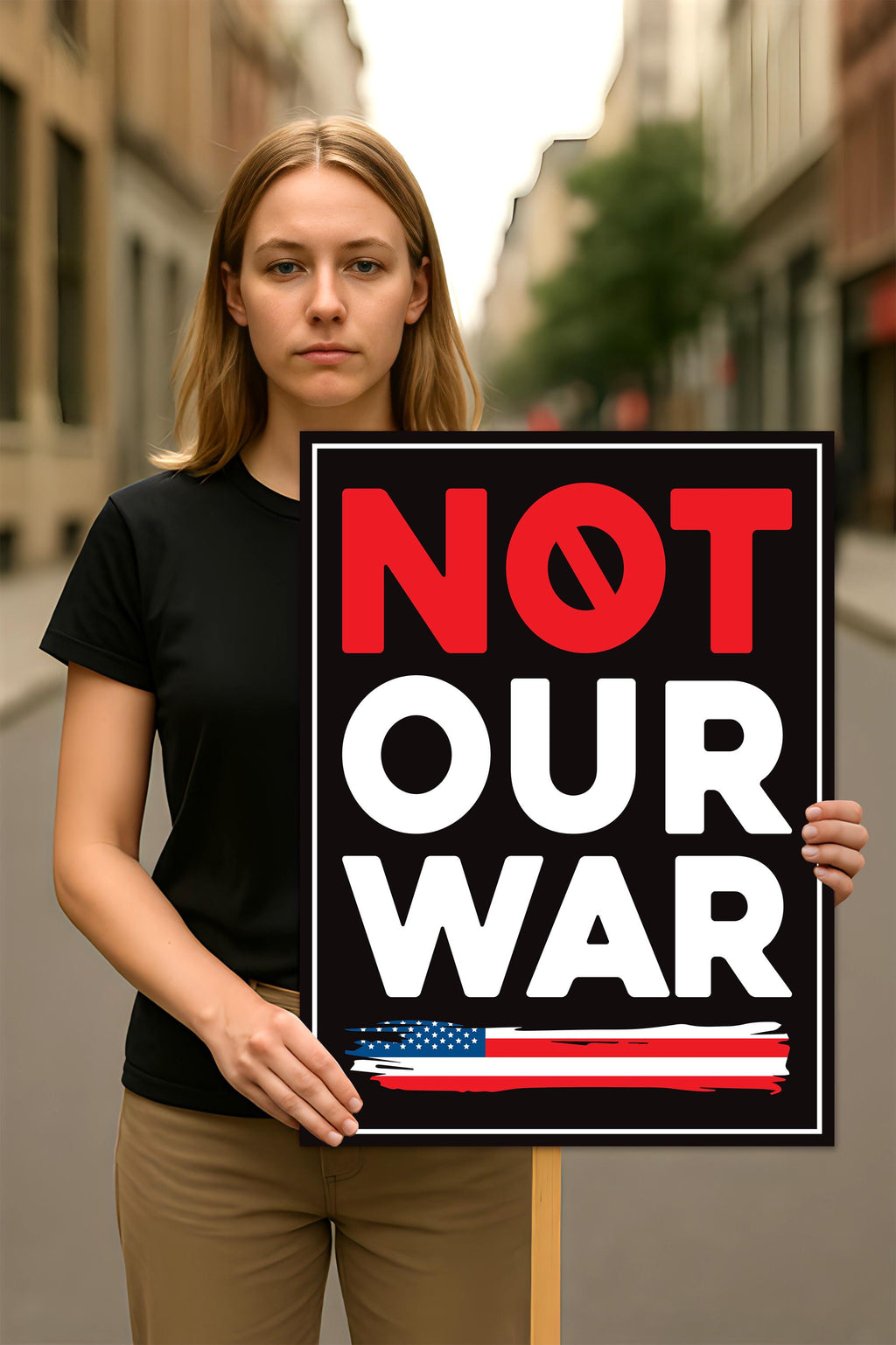 Not Our War Distressed USA Protest Sign, Anti-Trump Resistance, Political Activist Poster, Rally Sign, Resist Fascism Protest Poster