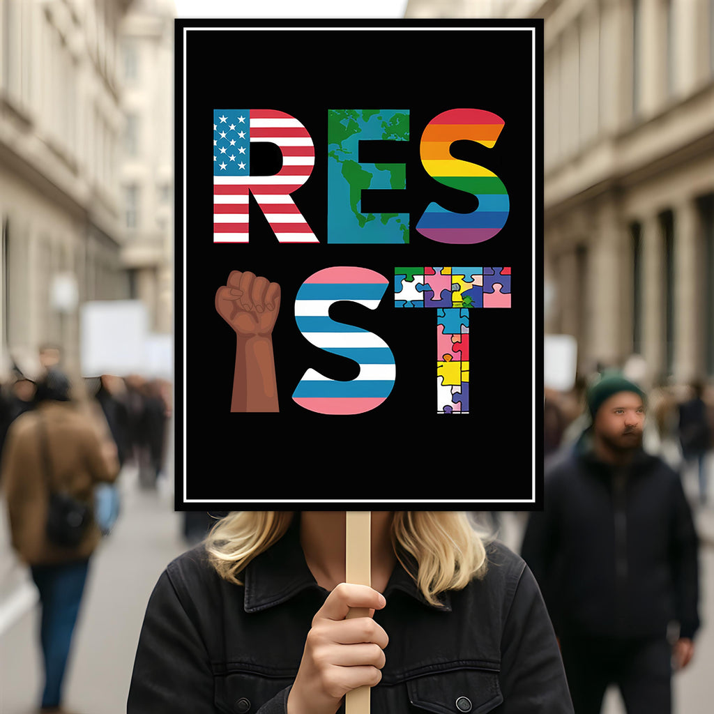 Resist, No Kings In America Protest Sign, Anti-Trump Resistance, Political Activist Poster, Rally Sign, Resist Fascism Protest Poster