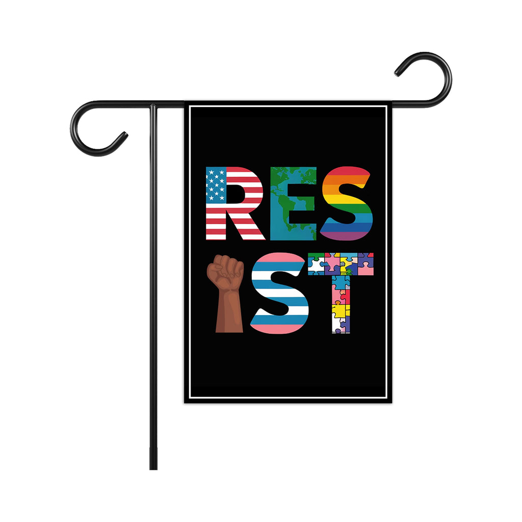 Resist No Kings In America Protest Garden Flag, Double Sided, Resist Hate Flag, Anti-Trump Flag, Resist Racism Flag, Resist Fascism Flag