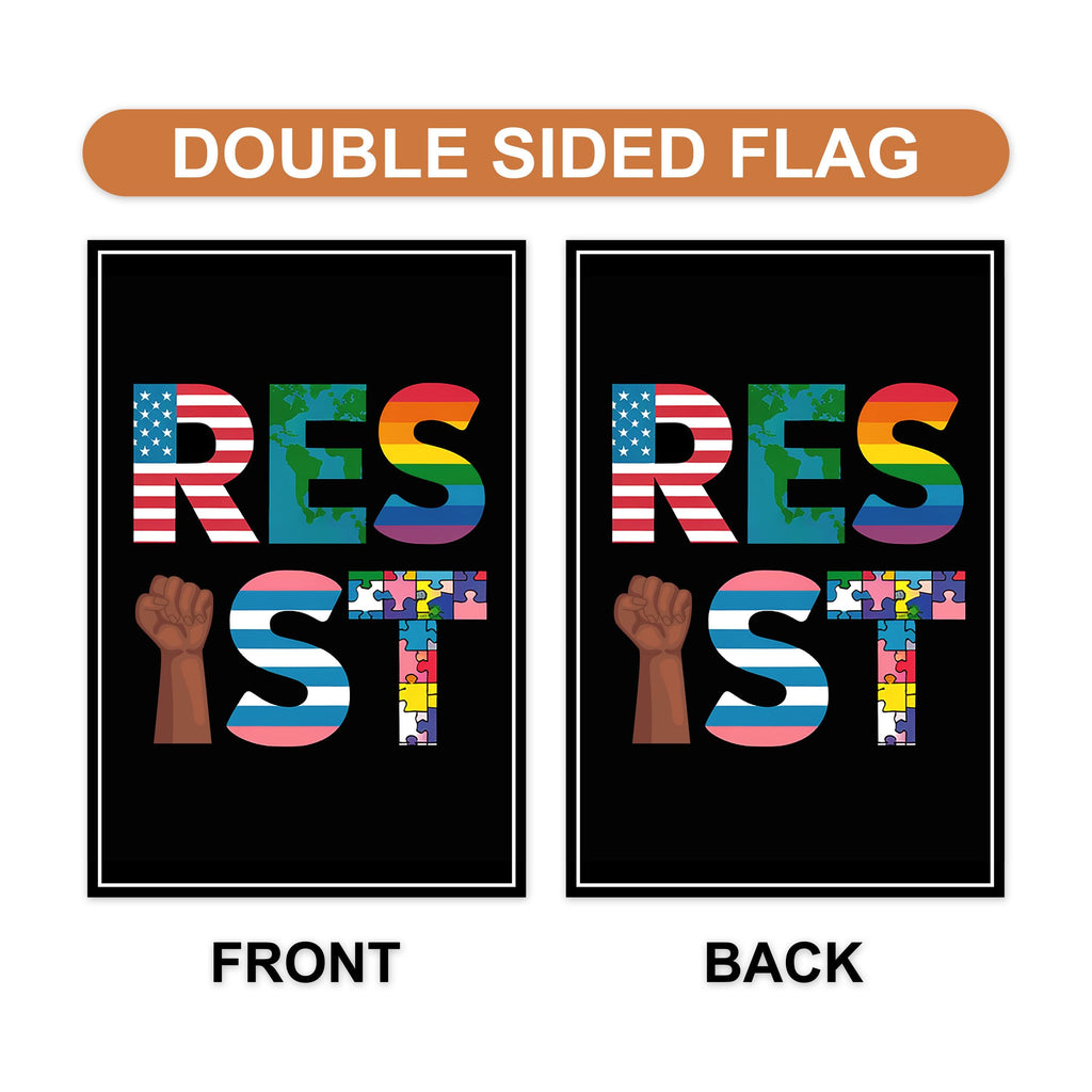 Resist No Kings In America Protest Garden Flag, Double Sided, Resist Hate Flag, Anti-Trump Flag, Resist Racism Flag, Resist Fascism Flag