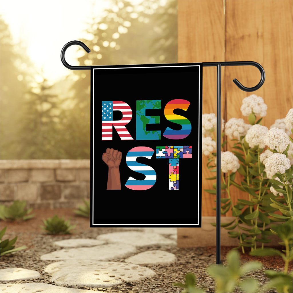 Resist No Kings In America Protest Garden Flag, Double Sided, Resist Hate Flag, Anti-Trump Flag, Resist Racism Flag, Resist Fascism Flag