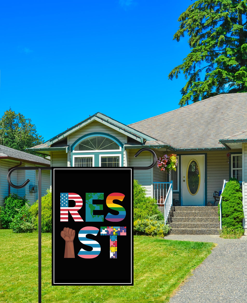 Resist No Kings In America Protest Garden Flag, Double Sided, Resist Hate Flag, Anti-Trump Flag, Resist Racism Flag, Resist Fascism Flag
