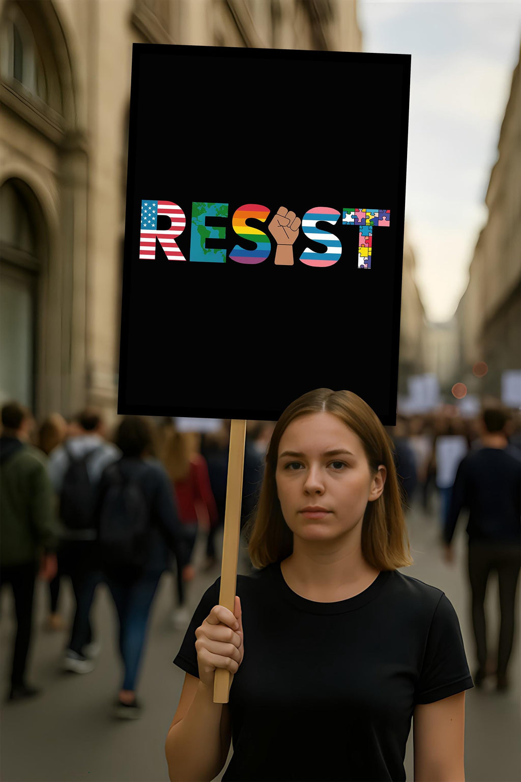 Resist, No Kings In America Protest Sign, Anti-Trump Resistance, Political Activist Poster, Rally Sign, Resist Fascism Protest Poster