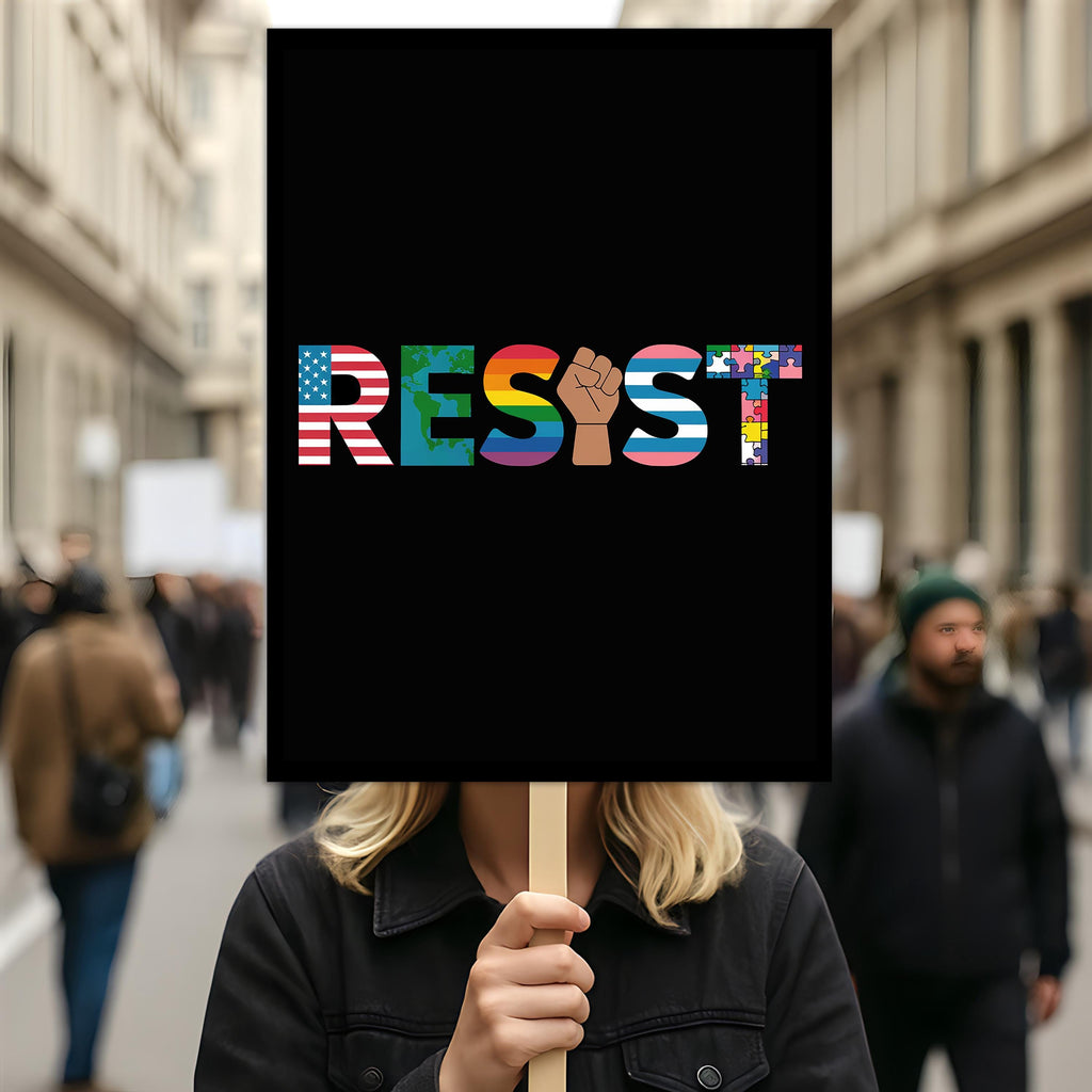 Resist, No Kings In America Protest Sign, Anti-Trump Resistance, Political Activist Poster, Rally Sign, Resist Fascism Protest Poster