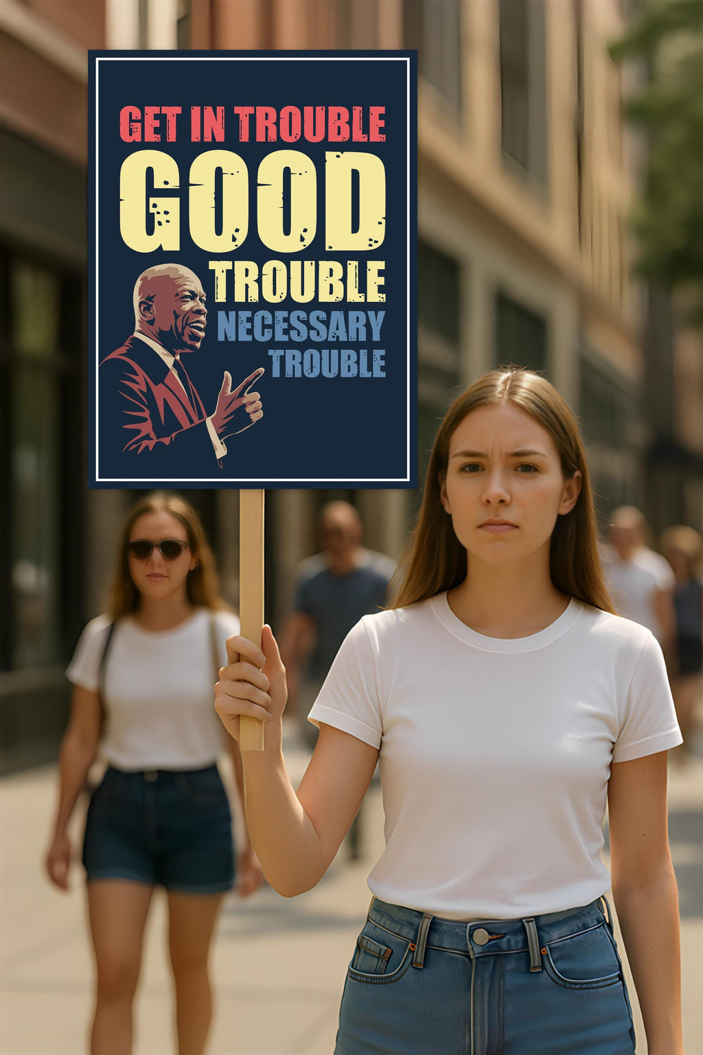 John Lewis Good Trouble Protest Sign, Resist Hate, Anti-Trump, Resist Racism, Resist Fascism, Political Activist Poster Rally Sign