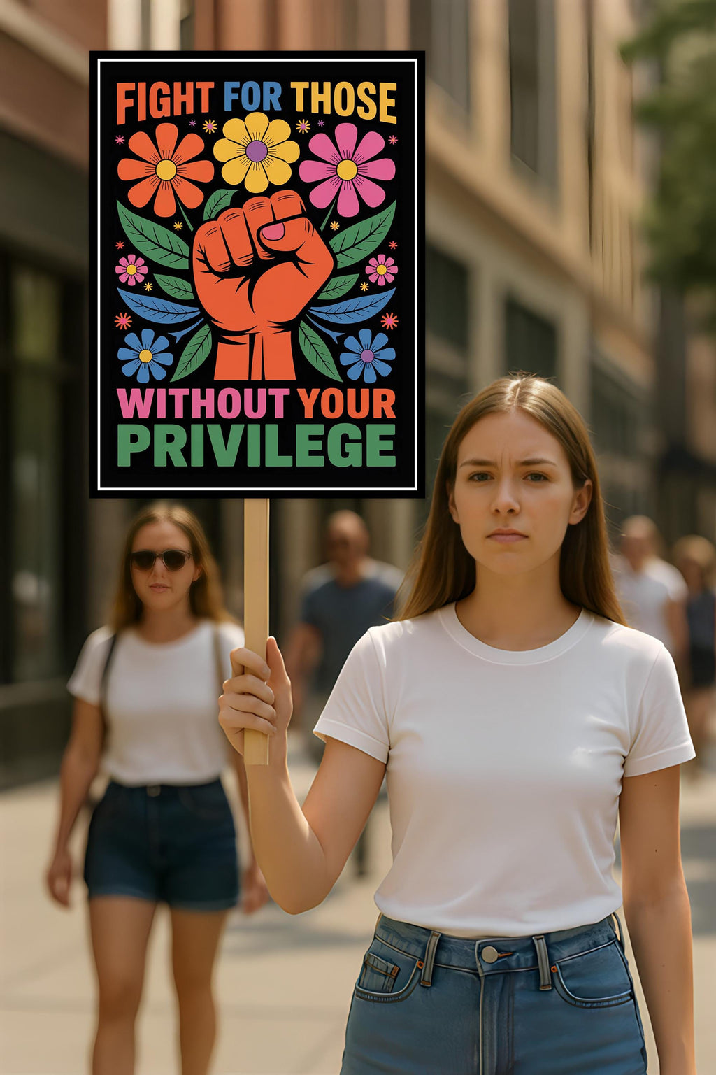 Fight For Those Without Your Privilege Protest Sign, Anti-Trump Resistance, Political Activist Rally Sign, Resist Fascism Protest Poster