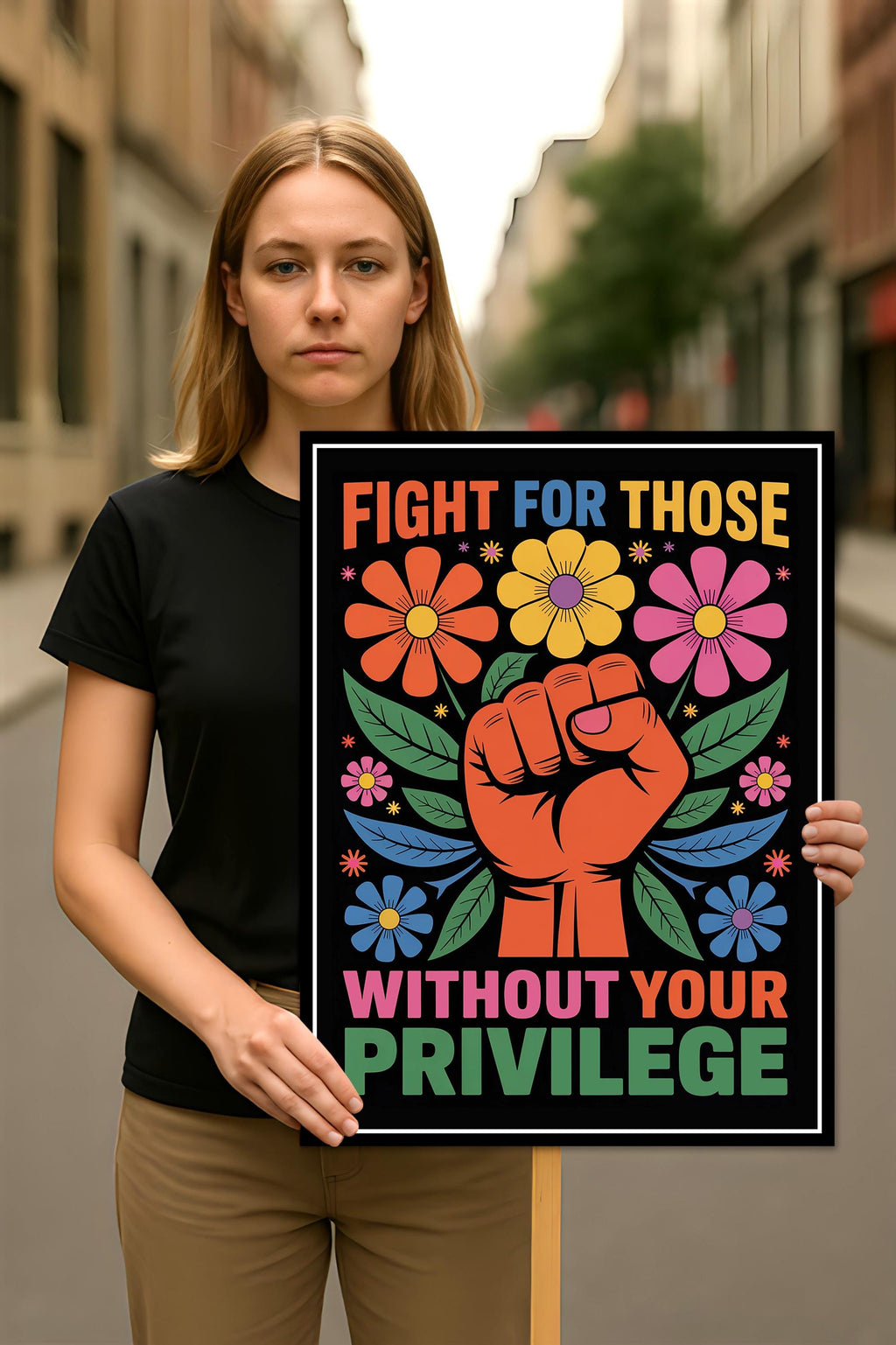 Fight For Those Without Your Privilege Protest Sign, Anti-Trump Resistance, Political Activist Rally Sign, Resist Fascism Protest Poster