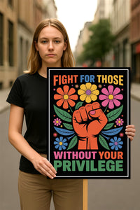 Fight For Those Without Your Privilege Protest Sign, Anti-Trump Resistance, Political Activist Rally Sign, Resist Fascism Protest Poster