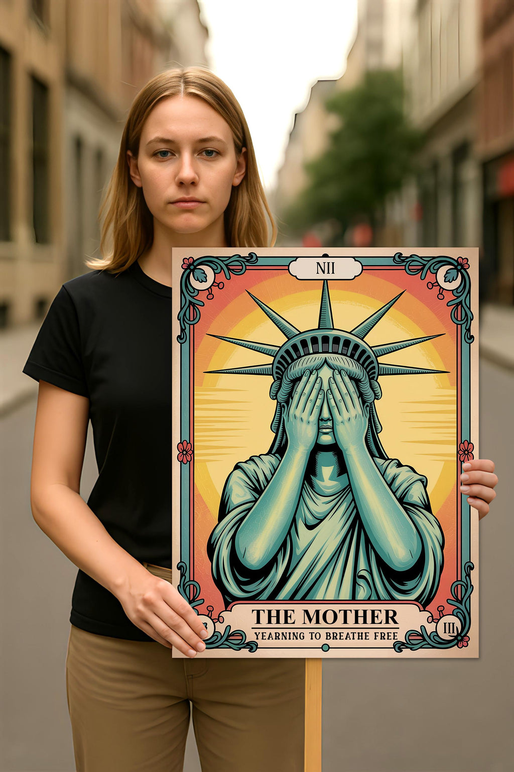 Statue of Liberty Pro-democracy Protest Sign, Anti-Trump Resistance, Political Activist Rally Sign, Resist Fascism Protest Poster
