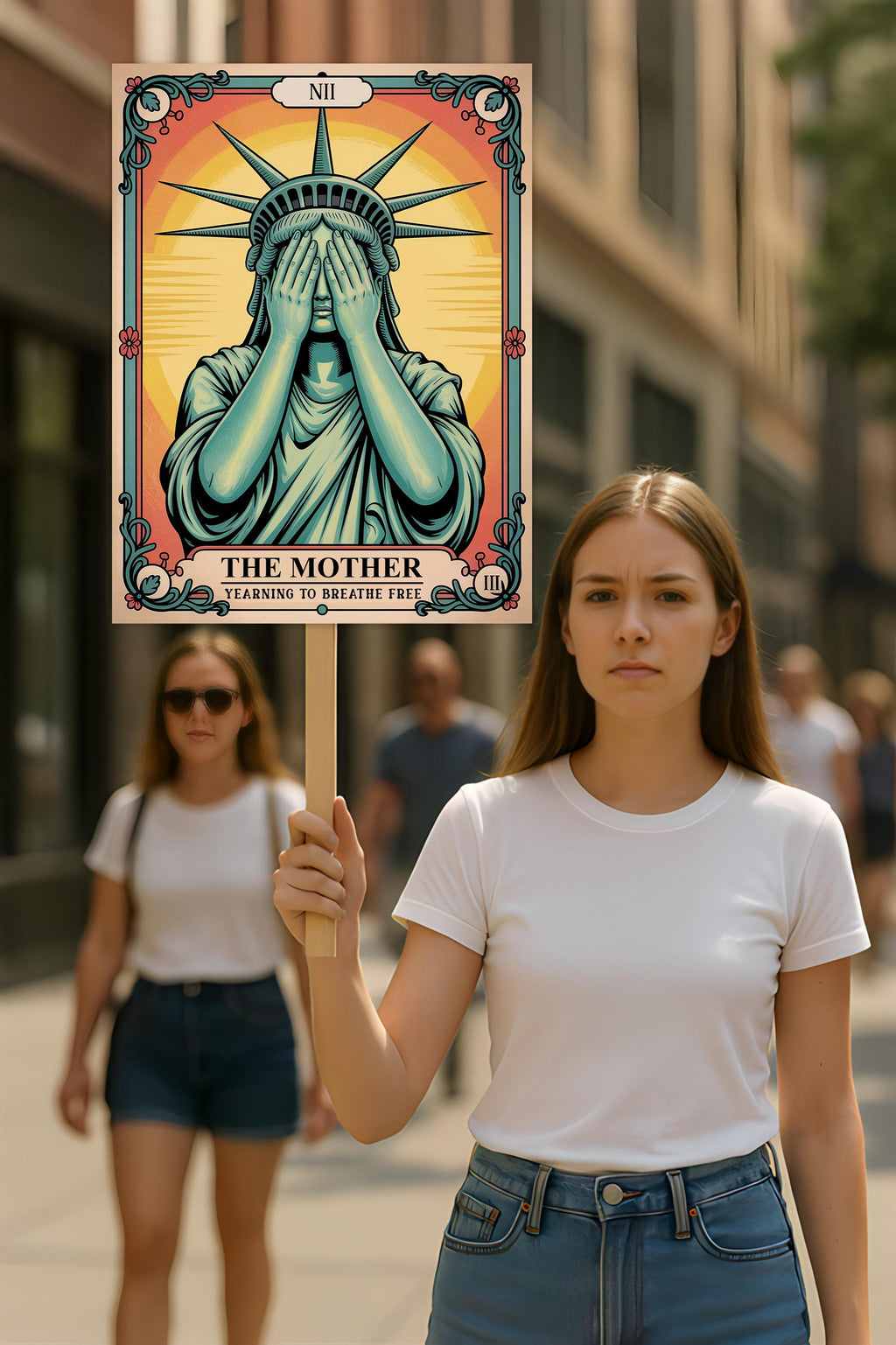 Statue of Liberty Pro-democracy Protest Sign, Anti-Trump Resistance, Political Activist Rally Sign, Resist Fascism Protest Poster