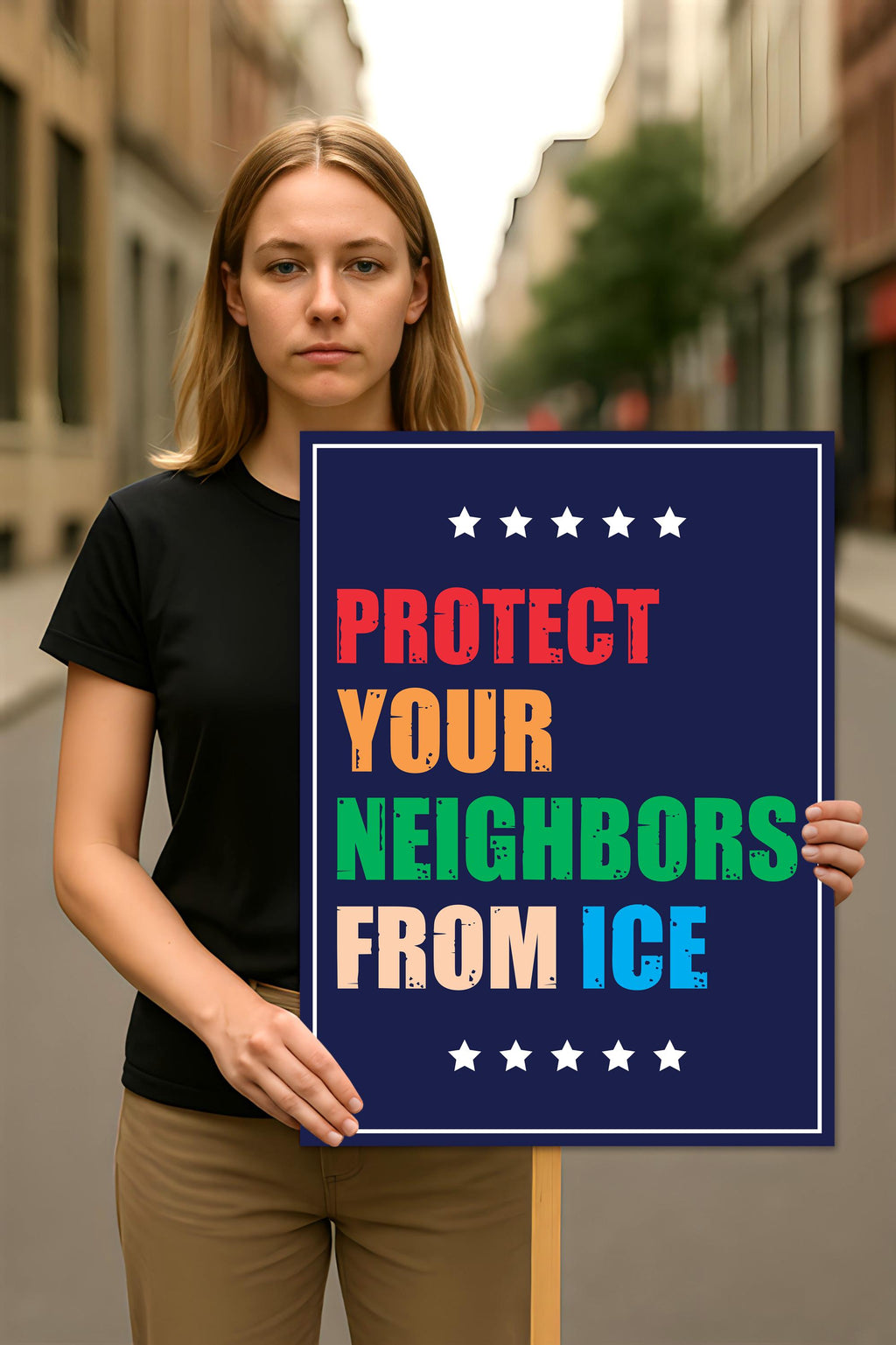Protect Your Neighbors From ICE Protest Sign, Anti-Trump Resistance, Political Activist Rally Sign, Resist Fascism Protest Poster