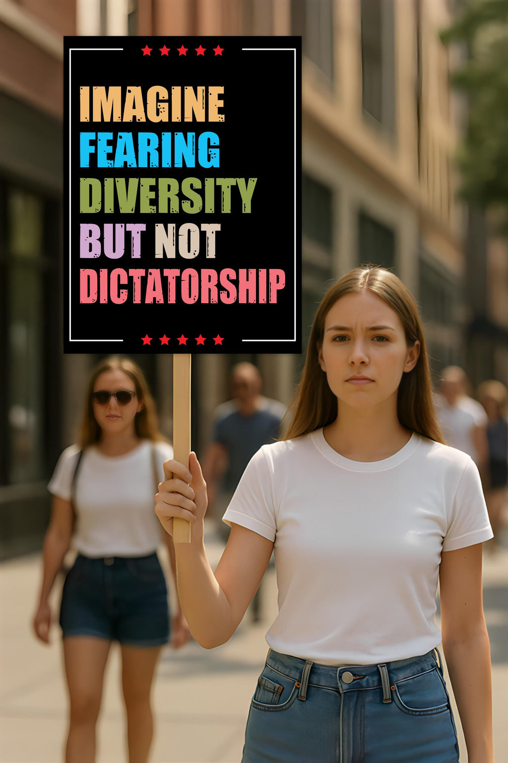 Imagine Fearing Diversity but Not Dictatorship Protest Sign, Anti-Trump, Political Activist Rally Sign, Resist Fascism Protest Poster