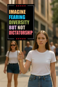 Imagine Fearing Diversity but Not Dictatorship Protest Sign, Anti-Trump, Political Activist Rally Sign, Resist Fascism Protest Poster