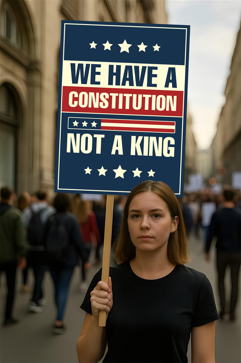 No Kings In America Protest Sign, Anti-Trump Resistance, Political Activist Poster