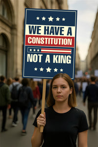 No Kings In America Protest Sign, Anti-Trump Resistance, Political Activist Poster