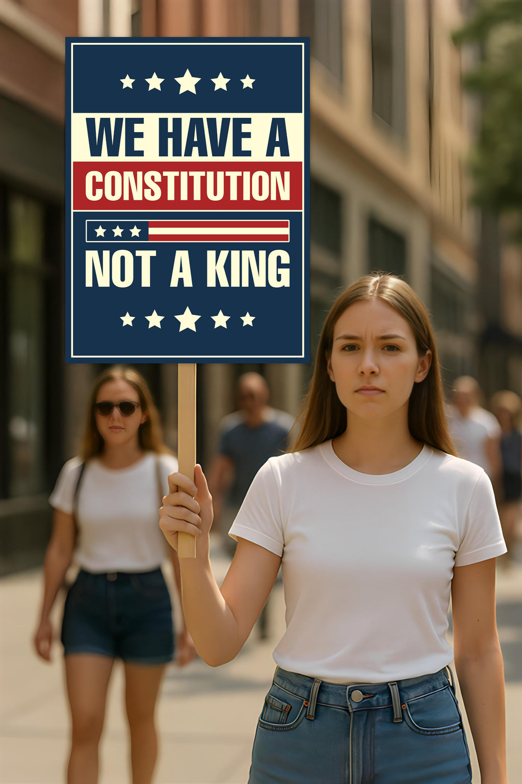 No Kings In America Protest Sign, Anti-Trump Resistance, Political Activist Poster