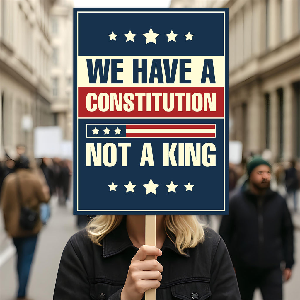 No Kings In America Protest Sign, Anti-Trump Resistance, Political Activist Poster