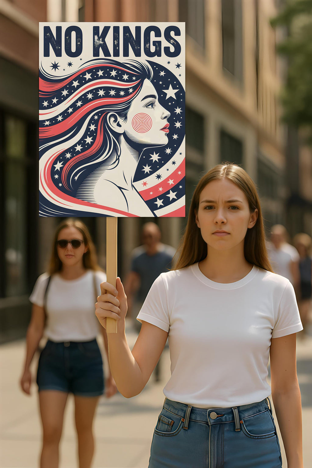 No Kings In America Protest Sign, Anti-Trump Resistance, Political Activist Poster