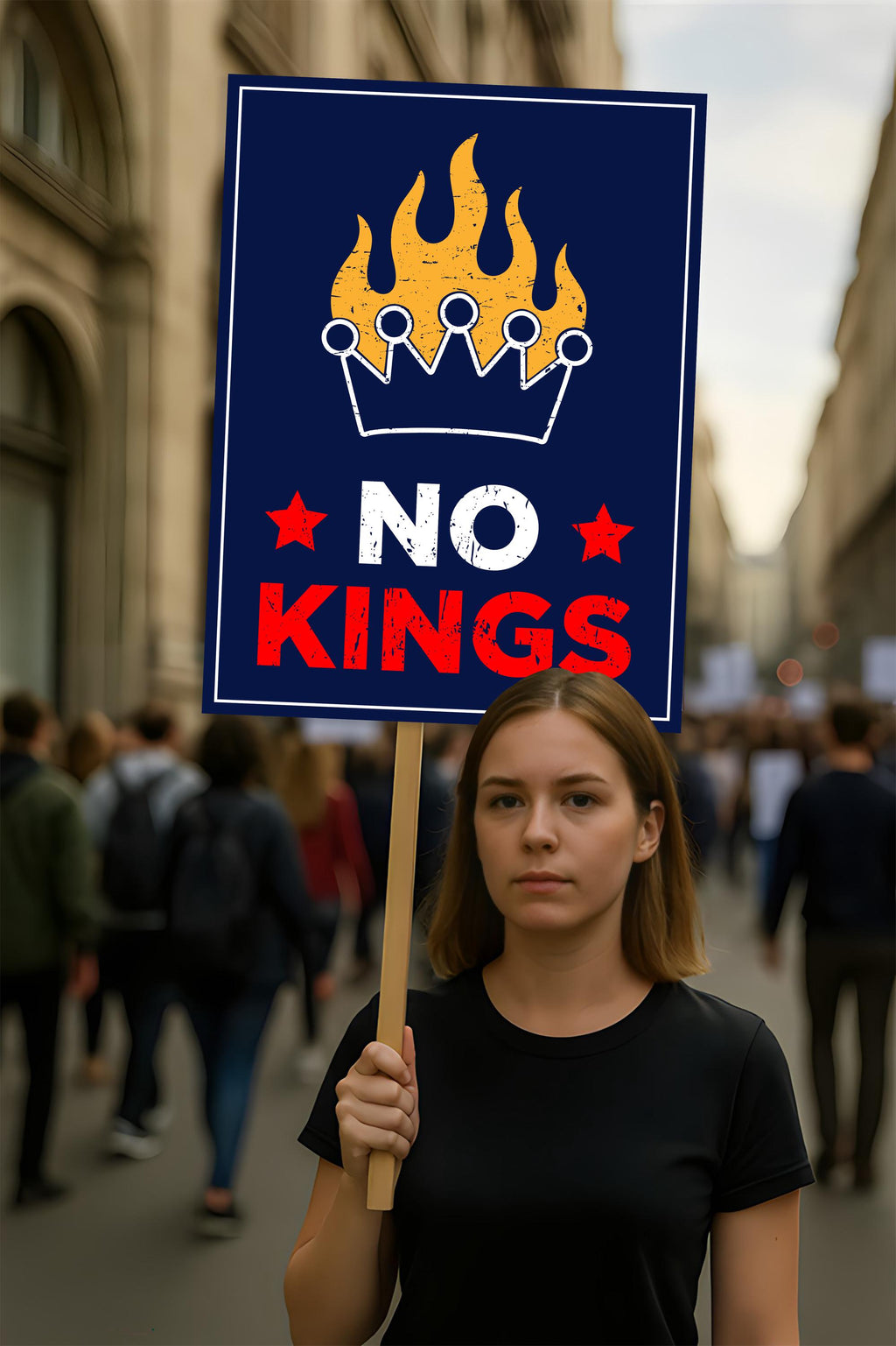No Kings In America Protest Sign, Anti-Trump Resistance, Political Activist Poster