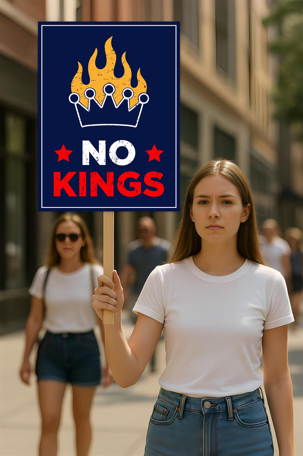 No Kings In America Protest Sign, Anti-Trump Resistance, Political Activist Poster
