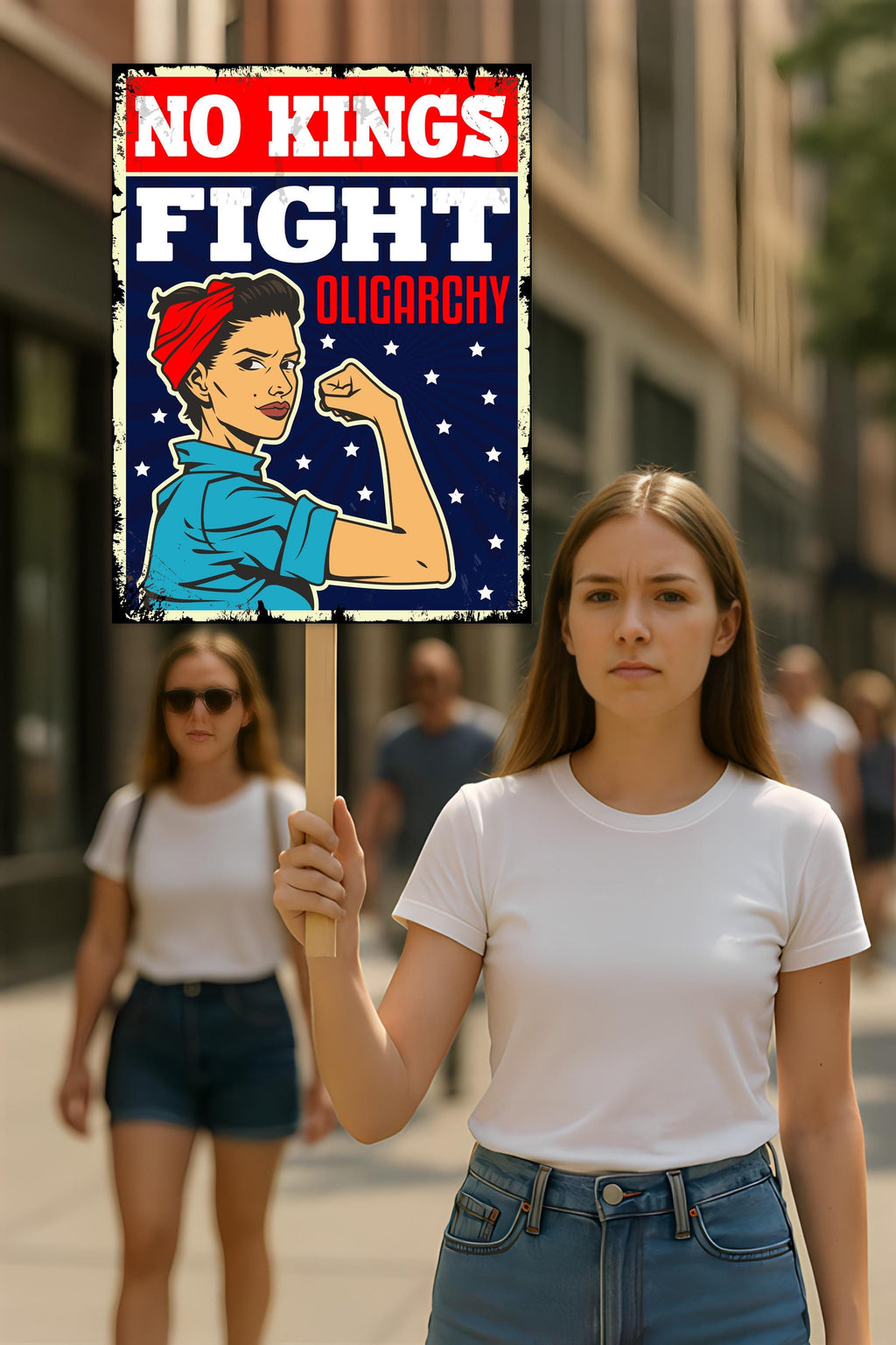 No Kings In America Protest Sign, Anti-Trump Resistance, Political Activist Poster