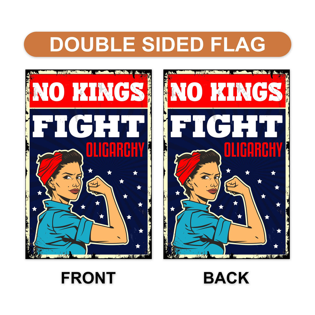 No Kings In America Garden Flag, 12x18 Inch Double Sided, Resist Hate Flag