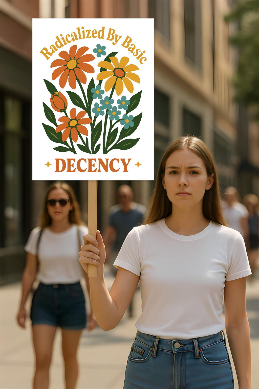 Radicalized by Basic Decency Protest Sign, Anti-Trump Resistance, Political Activist Poster, Rally Sign, Resist Fascism Protest Poster