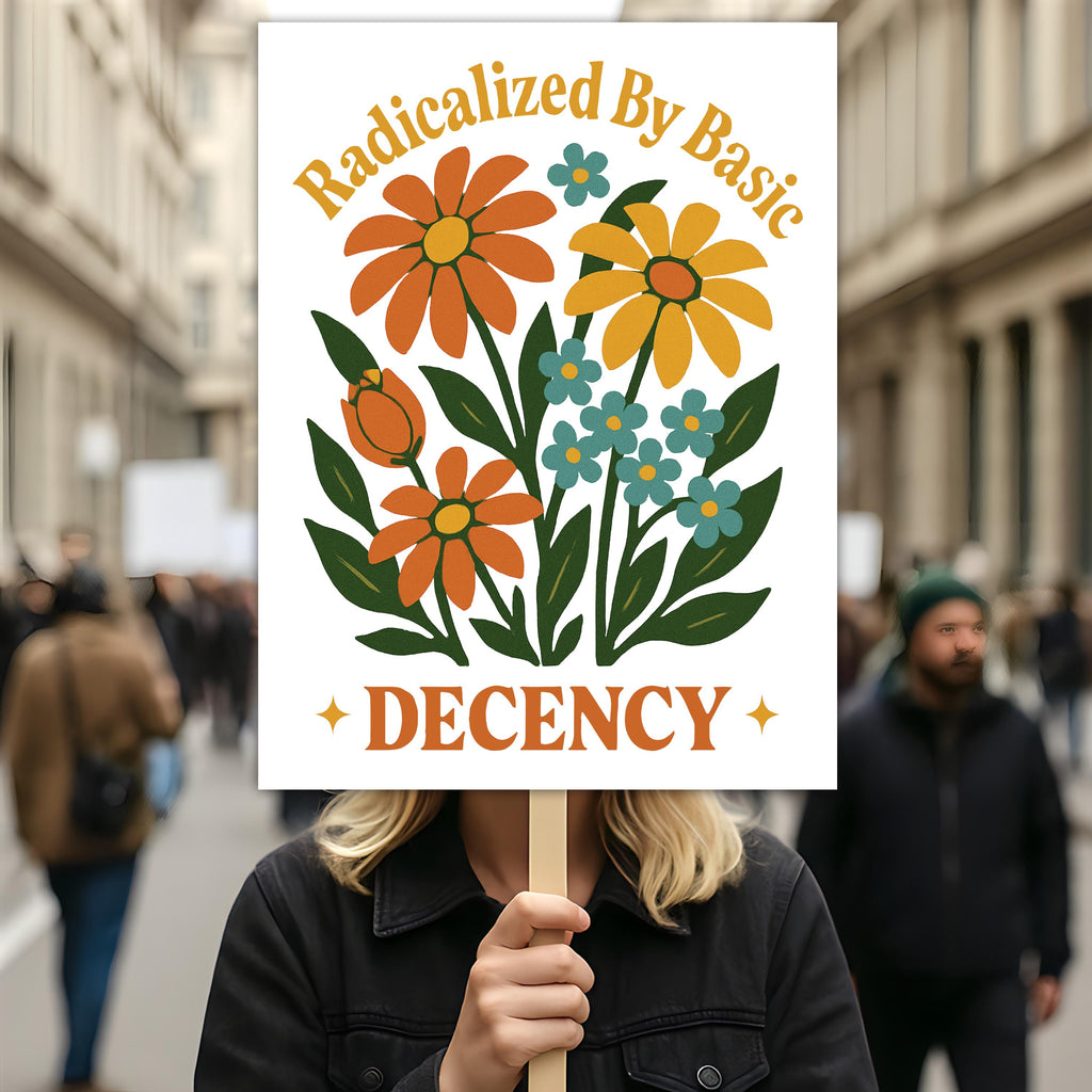 Radicalized by Basic Decency Protest Sign, Anti-Trump Resistance, Political Activist Poster, Rally Sign, Resist Fascism Protest Poster