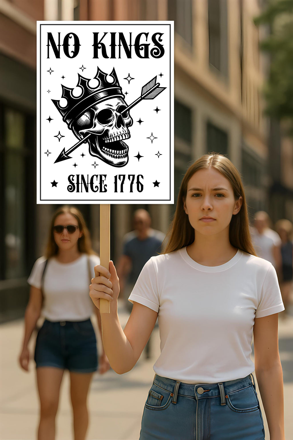 No Kings In America Protest Sign, Anti-Trump Resistance, Political Activist Poster, Rally Sign, Resist Fascism Protest Poster