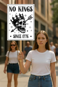 No Kings In America Protest Sign, Anti-Trump Resistance, Political Activist Poster, Rally Sign, Resist Fascism Protest Poster