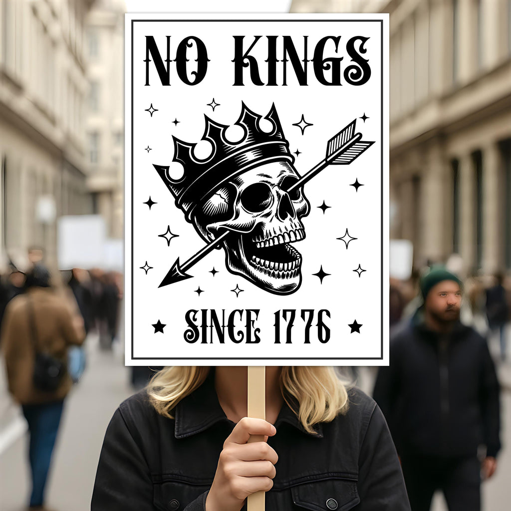 No Kings In America Protest Sign, Anti-Trump Resistance, Political Activist Poster, Rally Sign, Resist Fascism Protest Poster
