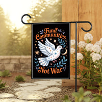Fund Communities Not War Protest Garden Flag, 12x18 Inch Double Sided, Resist Hate, Anti-Trump Sign, Resist Racism Flag, Resist Fascism Sign