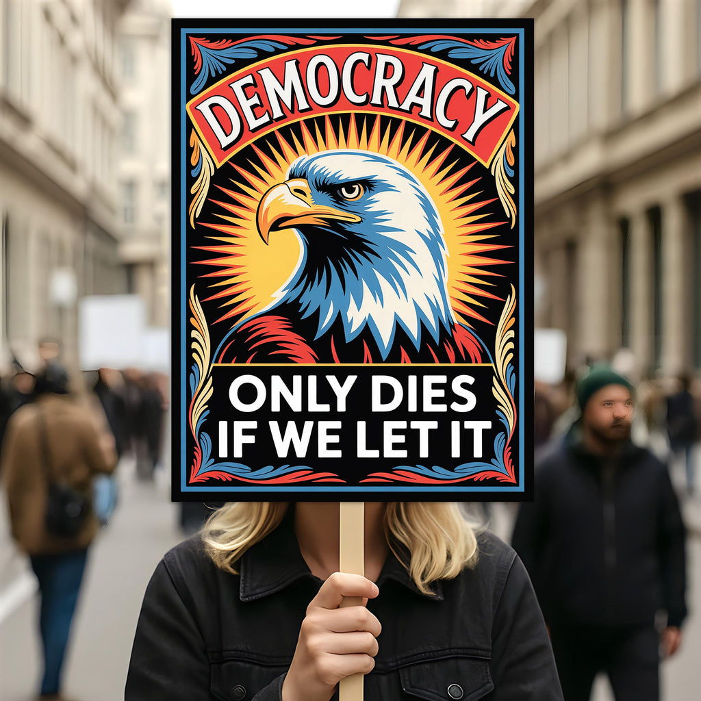 Democracy Only Dies If We Let It. Protest Sign, Anti-Trump Resistance, Political Activist Poster, Rally Sign, Resist Fascism Protest Poster