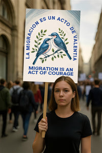 Migration Is an Act of Courage Protest Sign, Anti-Trump Resistance, Political Activist Poster, Rally Sign, Resist Fascism Protest Poster