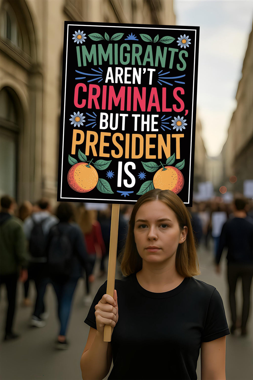 Immigrants Aren't Criminals But The President Is Protest Sign, Anti-Trump, Political Activist Rally Sign, Resist Fascism Protest Poster