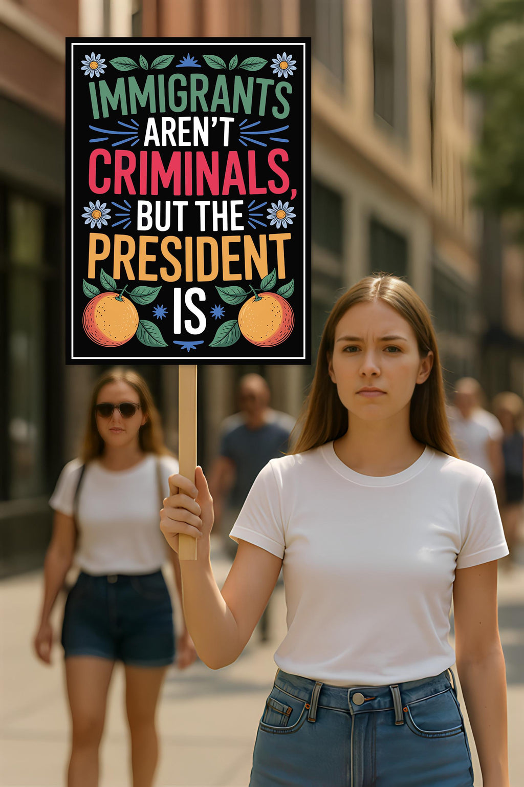 Immigrants Aren't Criminals But The President Is Protest Sign, Anti-Trump, Political Activist Rally Sign, Resist Fascism Protest Poster