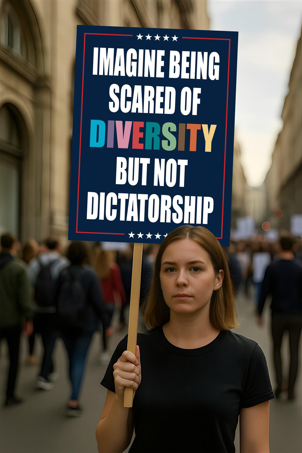 Imagine Being Scared of Diversity But Not Dictatorship Protest Sign, Anti-Trump Political Activist Rally Sign, Resist Fascism Protest Poster