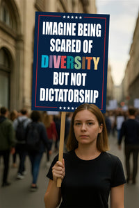 Imagine Being Scared of Diversity But Not Dictatorship Protest Sign, Anti-Trump Political Activist Rally Sign, Resist Fascism Protest Poster